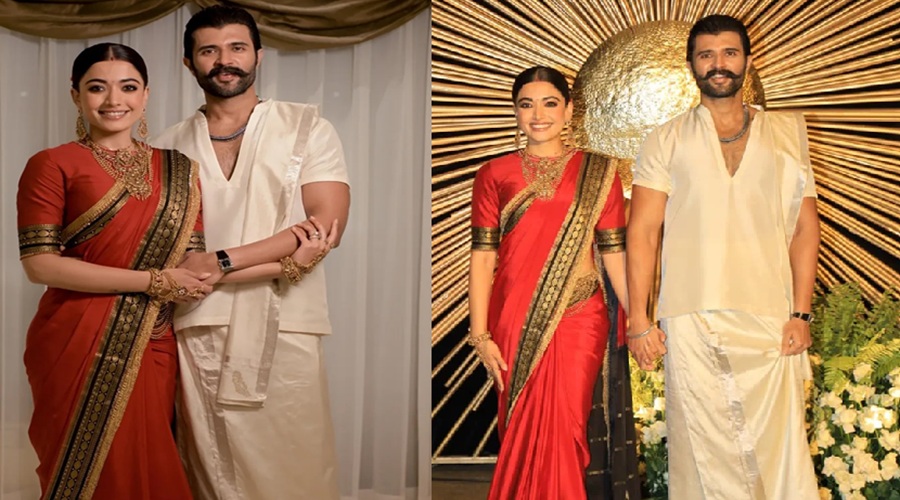 Vijay Rashmika Reception: ट्रेडिशनल लुक में दिखे विजय-रश्मिका, बधाई देने पहुंचे कई स्‍टार्स