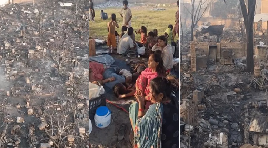 लखनऊ अग्निकांड: दो बहनें जिंदा जलीं, 250 परिवार हुए बेघर; घरेलू सामान बने राख के ढेर