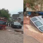 UP Rain: आगरा में बारिश से कार-ट्रैक्टर गढ्‌ढे में समाए, कई कालोनियों में भरा पानी