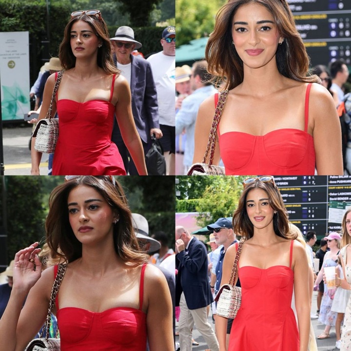 स्टाइलिश अंदाज में विंबलडन में स्पॉट हुईं Ananya Panday, रेड ड्रेस में लूटी महफिल