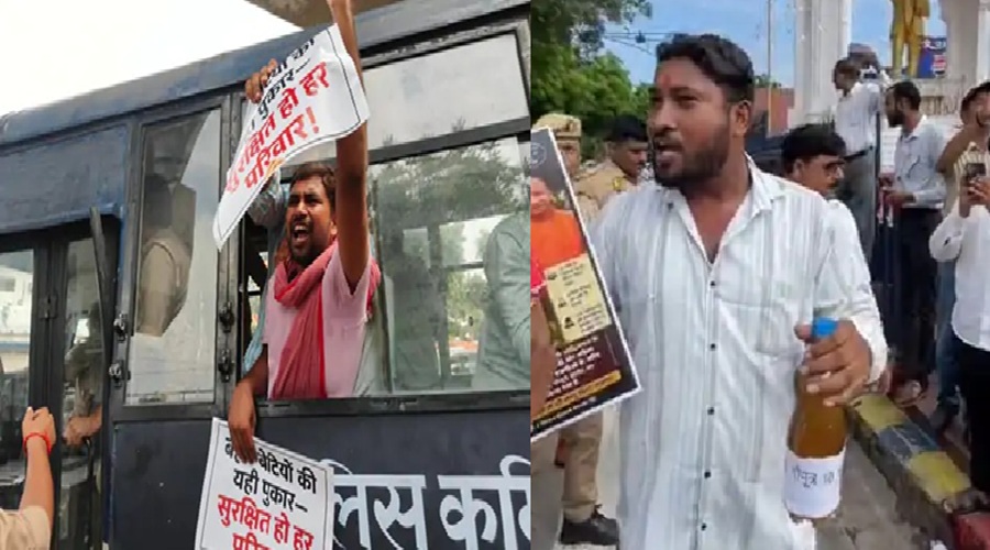 लखनऊ में गौमूत्र के खरीदार ढूंढने निकले सपाई, पुलिस पकड़कर ले गई इको गार्डेन