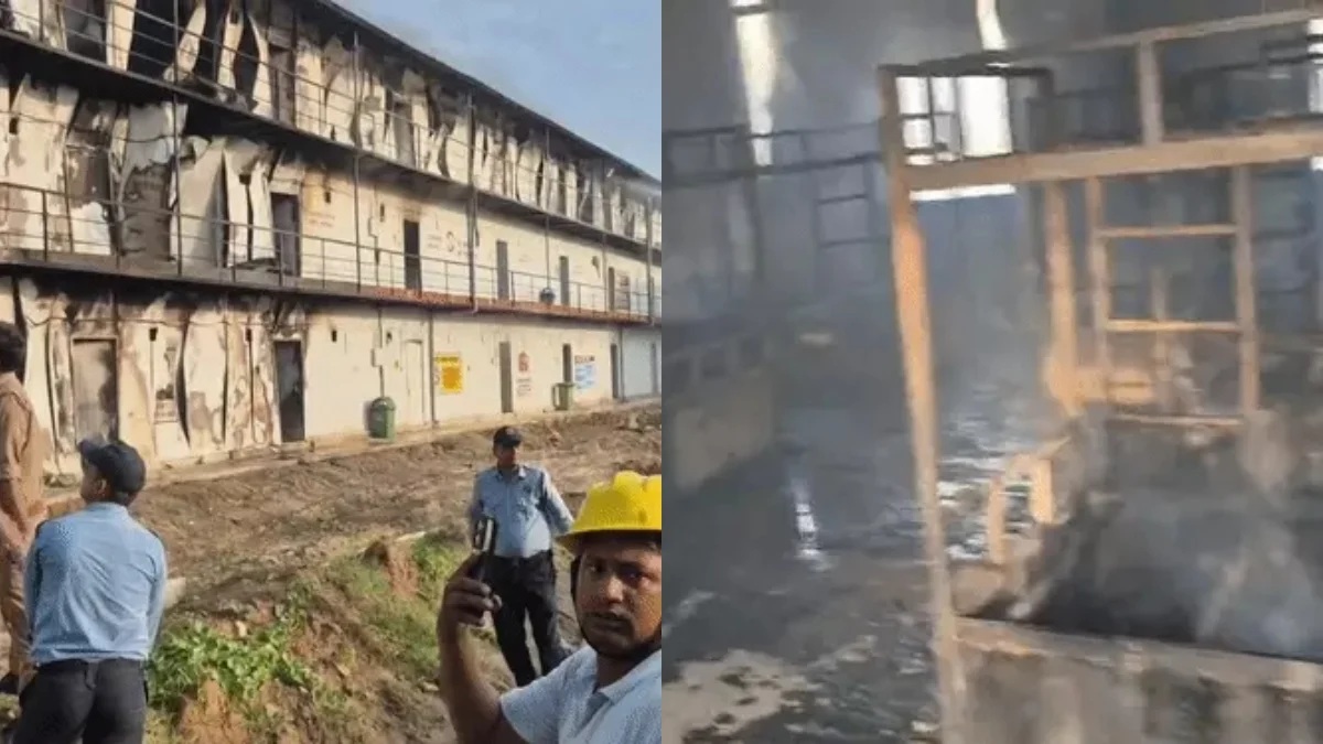 लखनऊ एयरपोर्ट के लेबर कैंप में लगी आग, पीवीसी से बने 33 कमरे जले