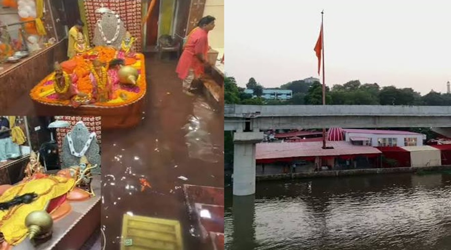 लखनऊ में लेटे हनुमानजी डूबे, गर्भगृह में भरा 13 फीट पानी; बस्ती में स्कूल में घुसा पानी